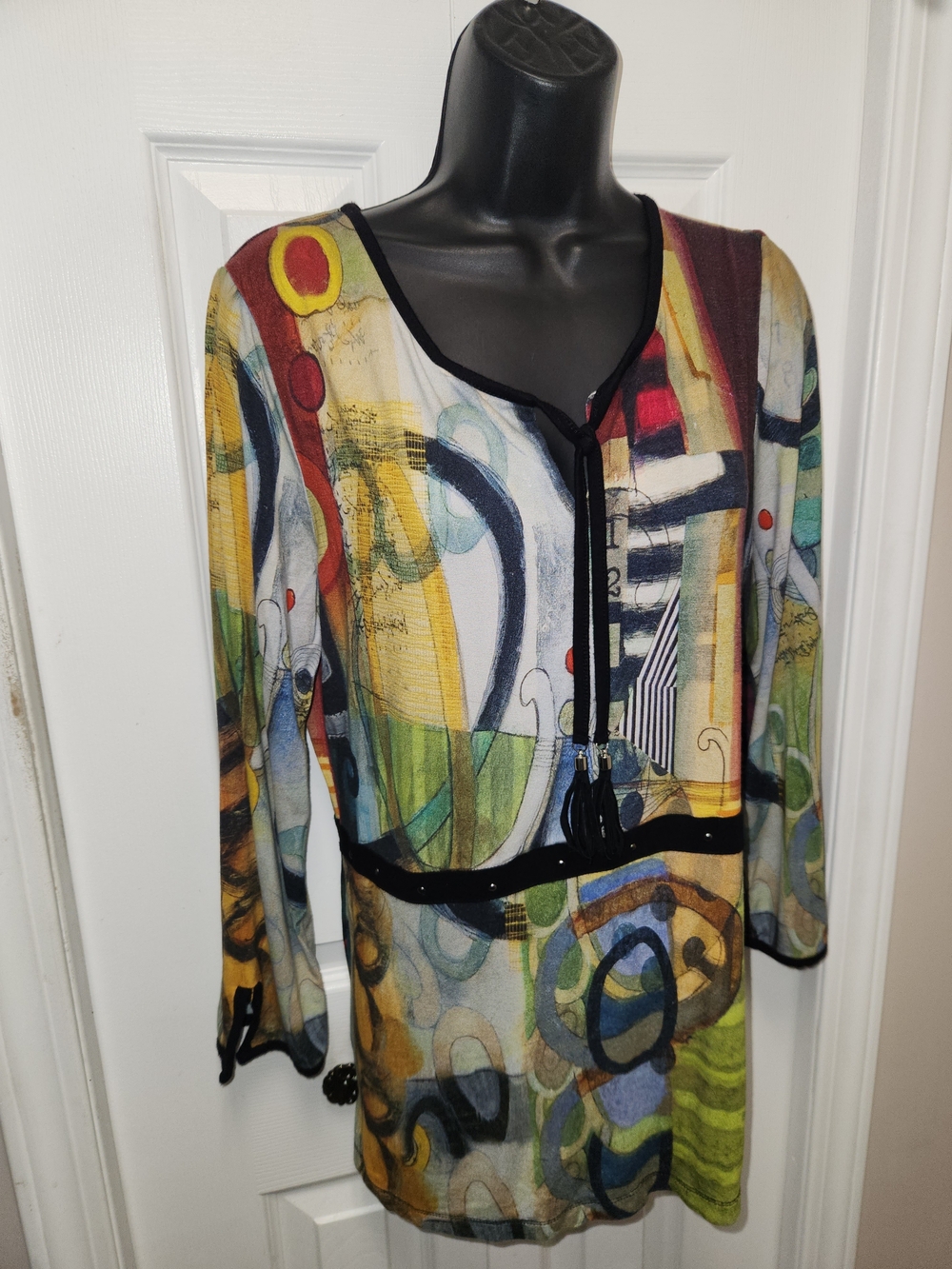 🍉Abstract Multicolor V-Neck Tunic